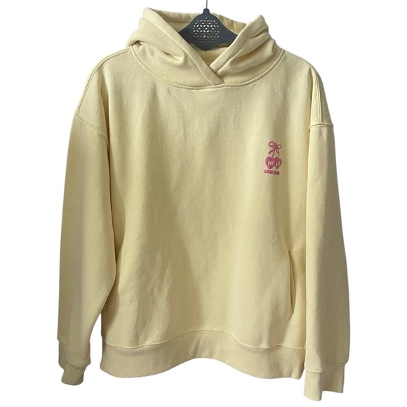 Wilo The Label Tops - Wilo the Label Yellow Pink Love Club Hooded Sweatshirt Medium NWOT